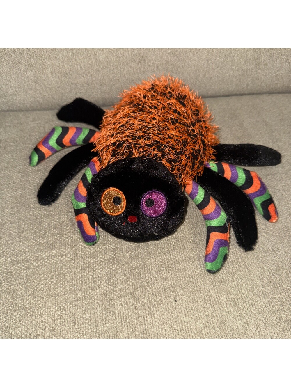 2019 HTF Rare Gitzy Halloween Spider Orange Black Plush Stuffed Animal Toy 8"EUC